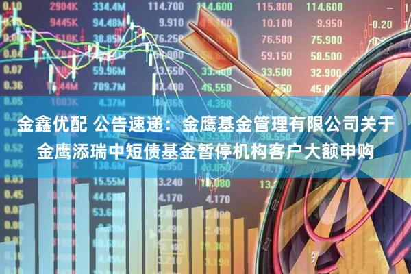 金鑫优配 公告速递：金鹰基金管理有限公司关于金鹰添瑞中短债基金暂停机构客户大额申购